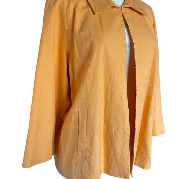 NWT Coldwater Creek Linen Blazer 3/4 Sleeves Pastel Tangerine Lagenlook SZ XL - Picture 2 of 8